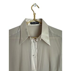 Vintage Dolce & Gabbana Sheer Button Up Shirt US 8 EU 44 Cream Tan
